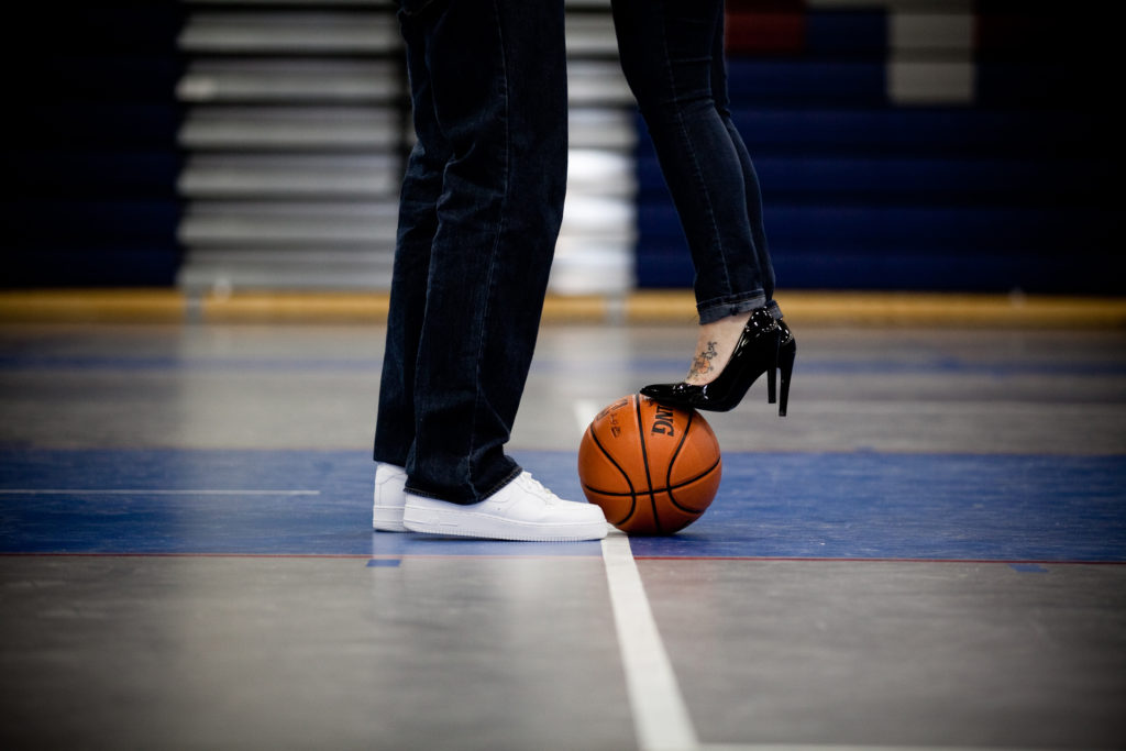 basketball engagement session at Lacey township High School
